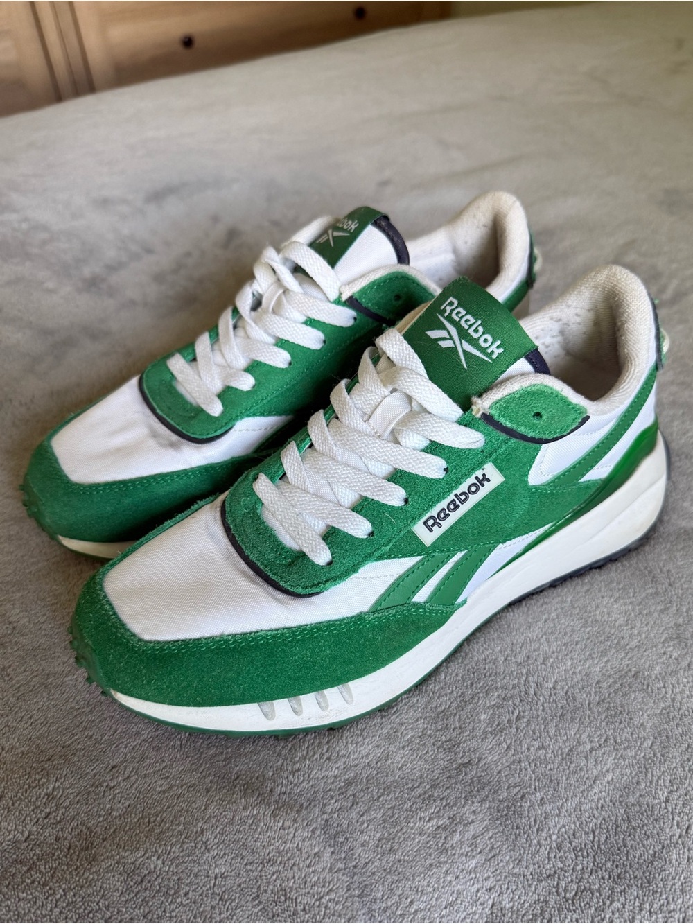 Reebok Green and White Retro Runner Sneakers
